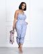 SC Wrap Chest Stripe Print Jumpsuit OLYF-6150