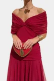 SC Plus Size Mesh Print V Neck Maxi Dress GRNH-002
