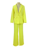 SC Plus Size Solid Color Blazer Two Piece Pants Set YZCF-ZL1396