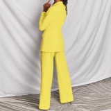 SC Plus Size Solid Color Blazer Two Piece Pants Set YZCF-ZL1396