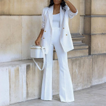 SC Plus Size Solid Color Blazer Wide Leg Pants Suit YZCF-ZL1775