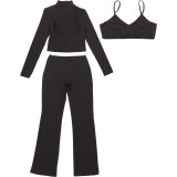 SC Long Sleeve Hollow Out 3 Piece Pants Set DLSF-K25S80437