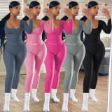 SC Long Sleeve Solid Color Two Piece Pants Set YD-YM009-D1