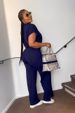 SC Solid Color Short Sleeve Zipper Two Piece Pant Set GYLY-10163
