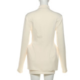 SC Solid Color Long Sleeve Two Piece Skirts Set GYME-K25S79802