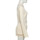 SC Solid Color Long Sleeve Two Piece Skirts Set GYME-K25S79802