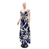 SC Print Backless Tie Up Sling Maxi Dress GYLY-10360
