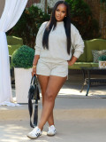 SC Solid Color Long Sleeve Two Piece Shorts Set CH-25101