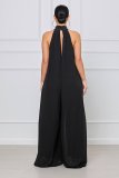 SC Solid Color Halterneck Chiffon Loose Jumpsuit GYLY-9491