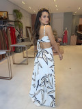 SC Print Backless Tie Up Sling Maxi Dress GYLY-10360