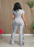 SC Solid Color Short Sleeve Tassel Jumpsuit GTYZ-7339