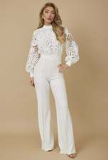 SC Lace Patchwork Long Sleeve Jumpsuit OSM-4493