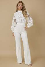 SC Lace Patchwork Long Sleeve Jumpsuit OSM-4493