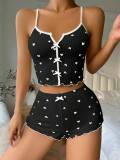 SC Plus Size Printed Bow-Tie Halter-Neck Shorts Loungewear Set GJZY-1240