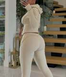 SC Solid Color Hooded Sport Two Piece Pants Set NYF-8198