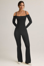 SC Off Shoulder Solid Color Jumpsuit GXYF-0488