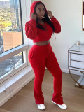 SC Fleece Hooded Sweatshirt Wide-Leg Pants Suit CH-25057