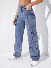 SC Multi-pockets Washed Straight Jeans GZCF-3015