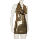 SC Sleeveless Halterneck Backless Mini Dress GPKJ-MR26552