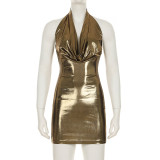 SC Sleeveless Halterneck Backless Mini Dress GPKJ-MR26552
