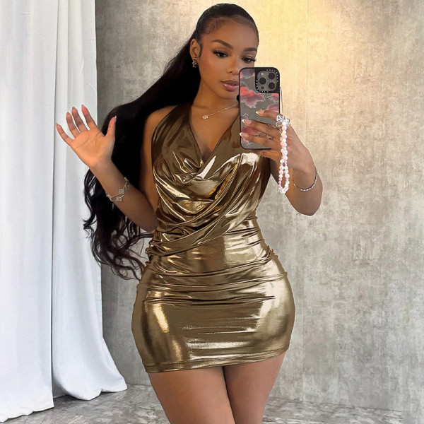SC Sleeveless Halterneck Backless Mini Dress GPKJ-MR26552
