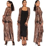 SC Plus Size Sequin-Embroidered See Through Cardigan Coats GMMD-8088