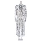 SC Plus Size Sequin-Embroidered See Through Cardigan Coats GMMD-8088