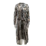 SC Plus Size Sequin-Embroidered See Through Cardigan Coats GMMD-8088