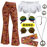 SC Color-blocked Printed Flared Pants + Headscarf GMMD-24666