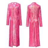 SC Plus Size Sequin-Embroidered See Through Cardigan Coats GMMD-8088