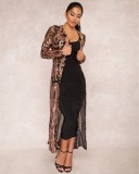 SC Plus Size Sequin-Embroidered See Through Cardigan Coats GMMD-8088