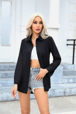 SC Long Sleeve Solid Color Nightgown Chiffon Shirt JXMX-930