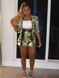 SC Plus Size Sequin Long Sleeve Two Piece Shorts Set FYWF-DF0713