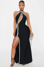 SC Halterneck Sleeveless High Split Maxi Dress GXIY-K25L1213