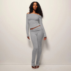 SC One Shoulder Long Sleeve Two Piece Pants Set MXBF-J25ST264