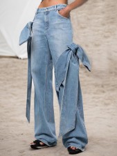 SC Fashion Patchwork Bow Wide Leg Jeans GSYI-S88081