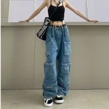 SC Fashion Patchwork Washed Wide Leg Jeans GSYI-30002