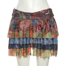 SC Sexy Retro Print Cake Mini Skirt XEF-K24J49311