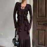 SC Long Sleeve Ruffles Maxi Dress XEF-K25D80869