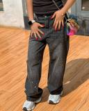 SC Gradient Color Rhinestone Straight Jeans GMWF-K56986