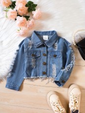 SC Kids Girls Long Sleeve Lapel Denim Coats YKTZ-216