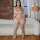 SC Leopard Print Long Sleeve Hooded 2 Piece Pants Set XEF-K24S50103