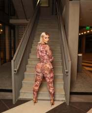 SC Print Mesh Long Sleeve Pants 2 Piece Set YWXS-K25L1196