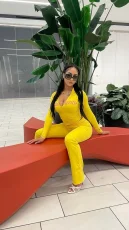 SC Letter Print Long Sleeve Hooded Pants Suit YWXS-K25L1004