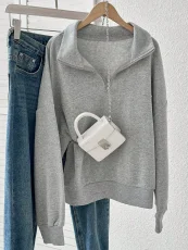 SC Long Sleeve Lapel Zipper Sweatshirts YWXS-K25L1068