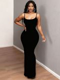 SC Solid Color Sling Maxi Dress YWXS-K25L1231