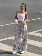SC Camouflage Print Sport Wide Leg Pants YWXS-K25L1065