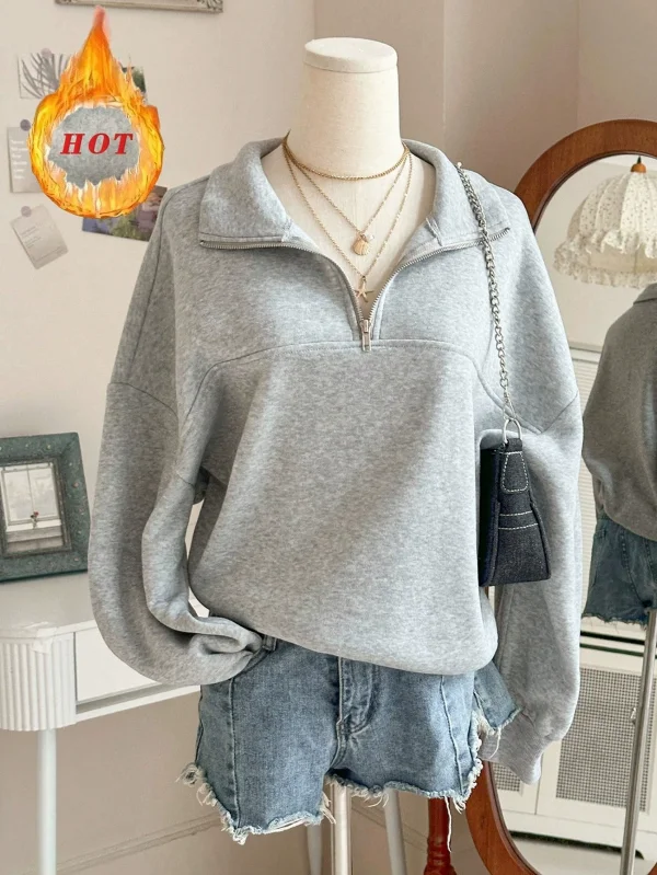 SC Long Sleeve Lapel Zipper Sweatshirts YWXS-K25L1068