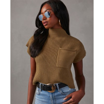 SC Solid Color Short Sleeve Knits Sweater ASL-6808