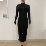 SC Long Sleeve Zipper Cardigan Maxi Dress LSD-2547